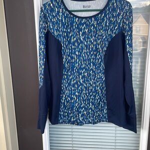 Lands End Sport Navy Multicolored Top